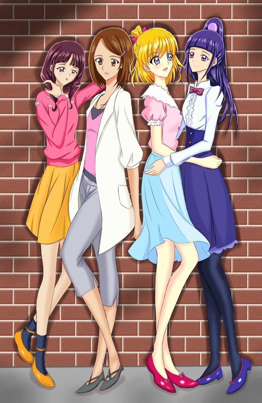 asahina mirai, izayoi liko, nagase mayumi, and katsuki kana (precure and 1 more) drawn by genesishisyou
