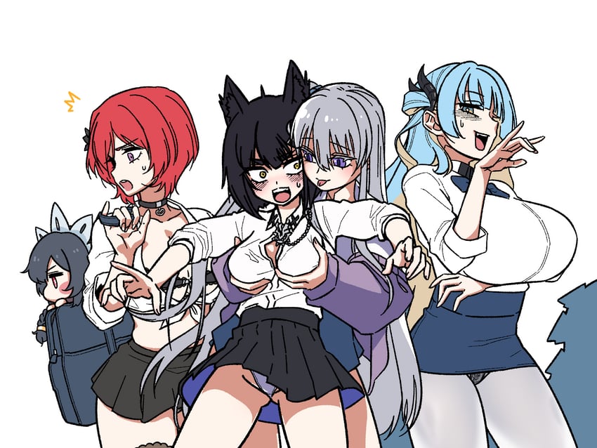 cheona, janghwa, vargr, fafnir, and mini black wyrm (last origin) drawn by mogijabgo