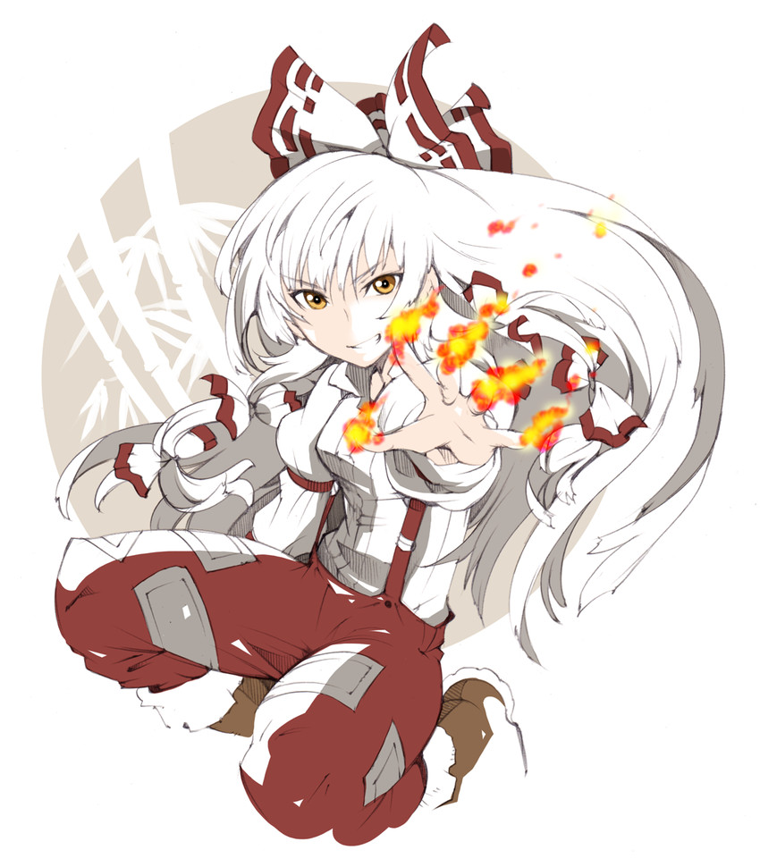 fujiwara no mokou (touhou) drawn by ichizen_(o_tori)