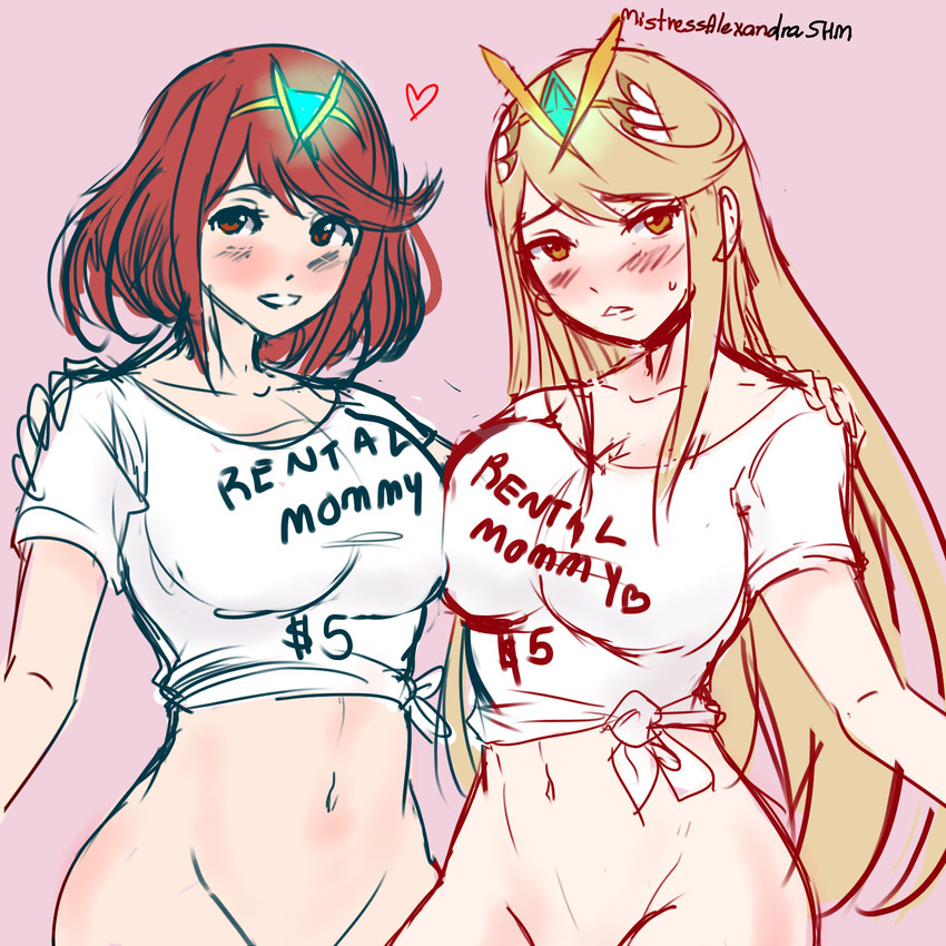 pyra and mythra (xenoblade chronicles and 1 more) drawn by mistressalexandrashm