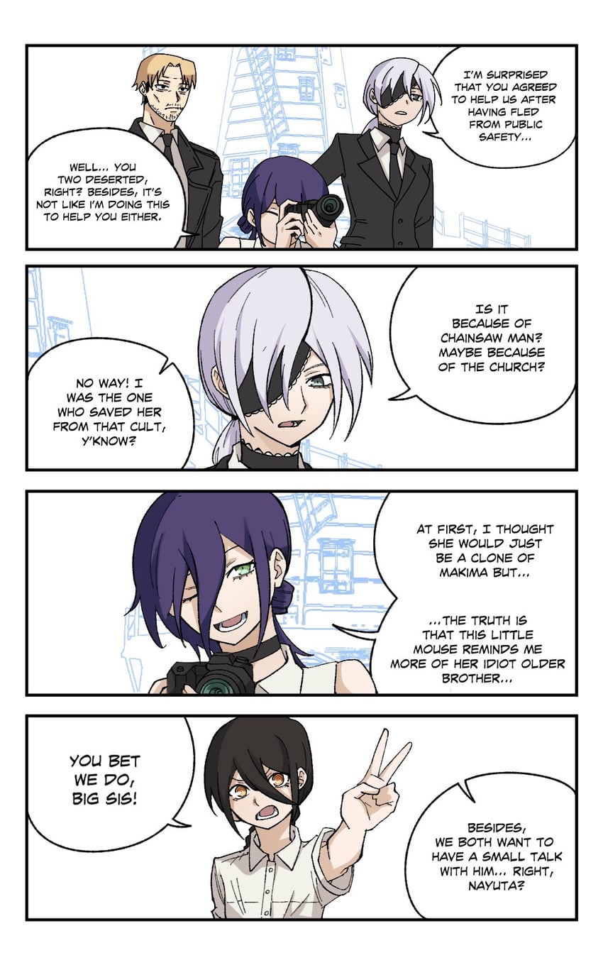 reze, quanxi, nayuta, and kishibe (chainsaw man) drawn by rinneko_art
