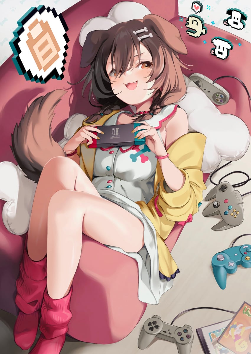 inugami korone, listener, hoso-inu, and futo-inu (hololive) drawn by tateno_777