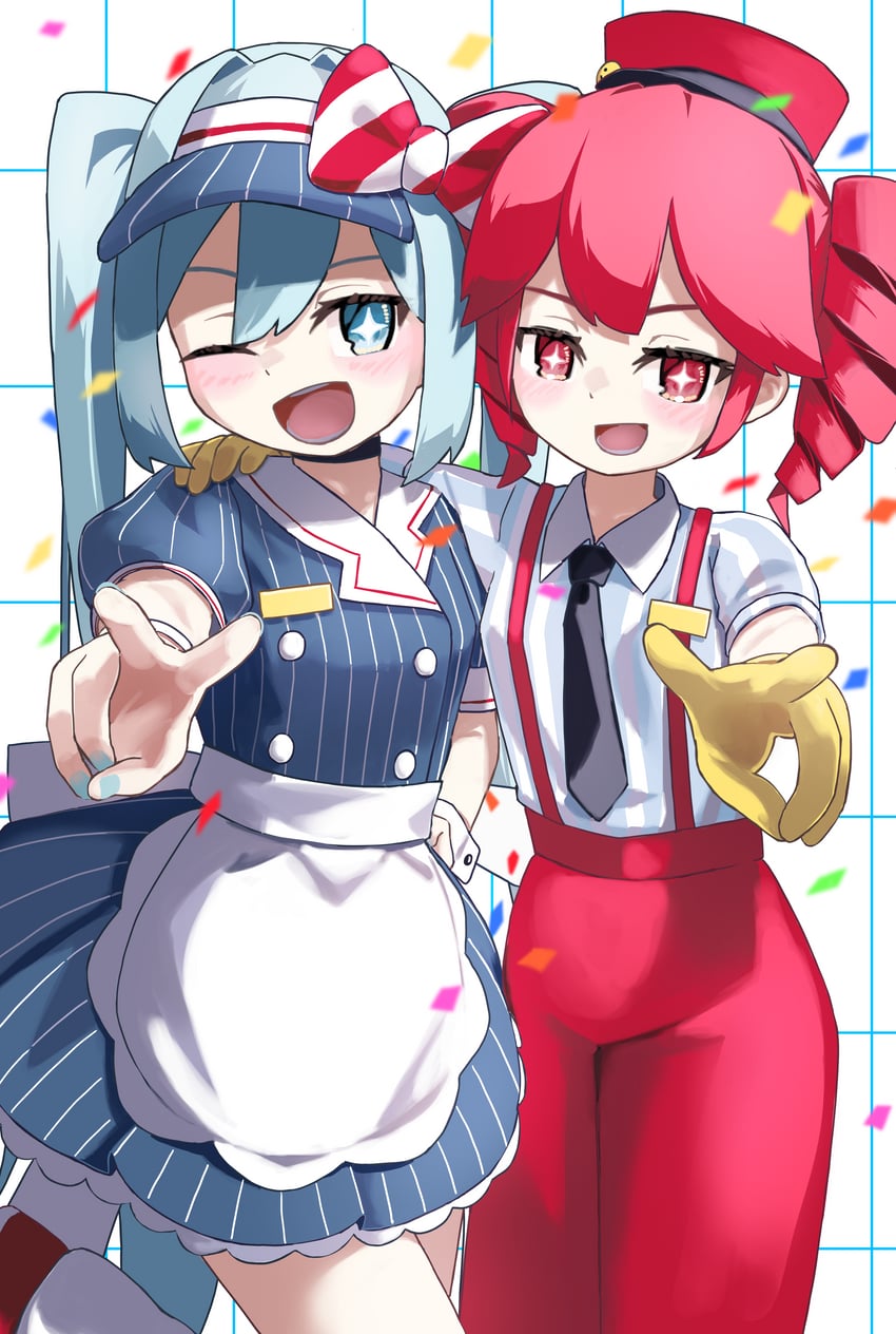 hatsune miku and kasane teto (vocaloid and 3 more) drawn by satou_(www_nemu)