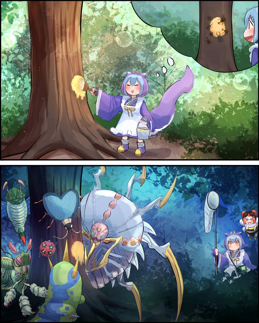 laundry dragonmaid, wannabee!, larvae moth, 4-starred ladybug of doom, resonance insect, and 3 more (yu-gi-oh!) drawn by hatano_kiyoshi
