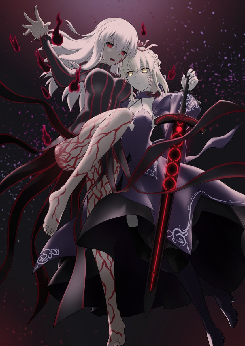 artoria pendragon, saber alter, matou sakura, and dark sakura (fate and 2 more) drawn by shidou_(x_2903)