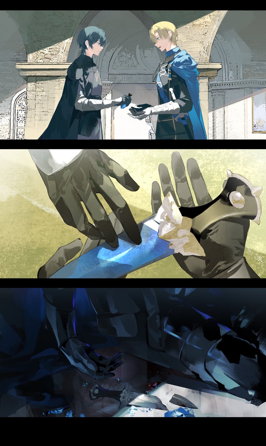 dimitri alexandre blaiddyd and male byleth (fire emblem and 1 more) drawn by ameinu