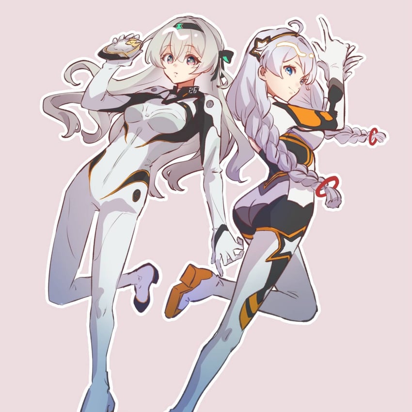 kiana kaslana and firefly (honkai and 2 more) drawn by dmr_pic