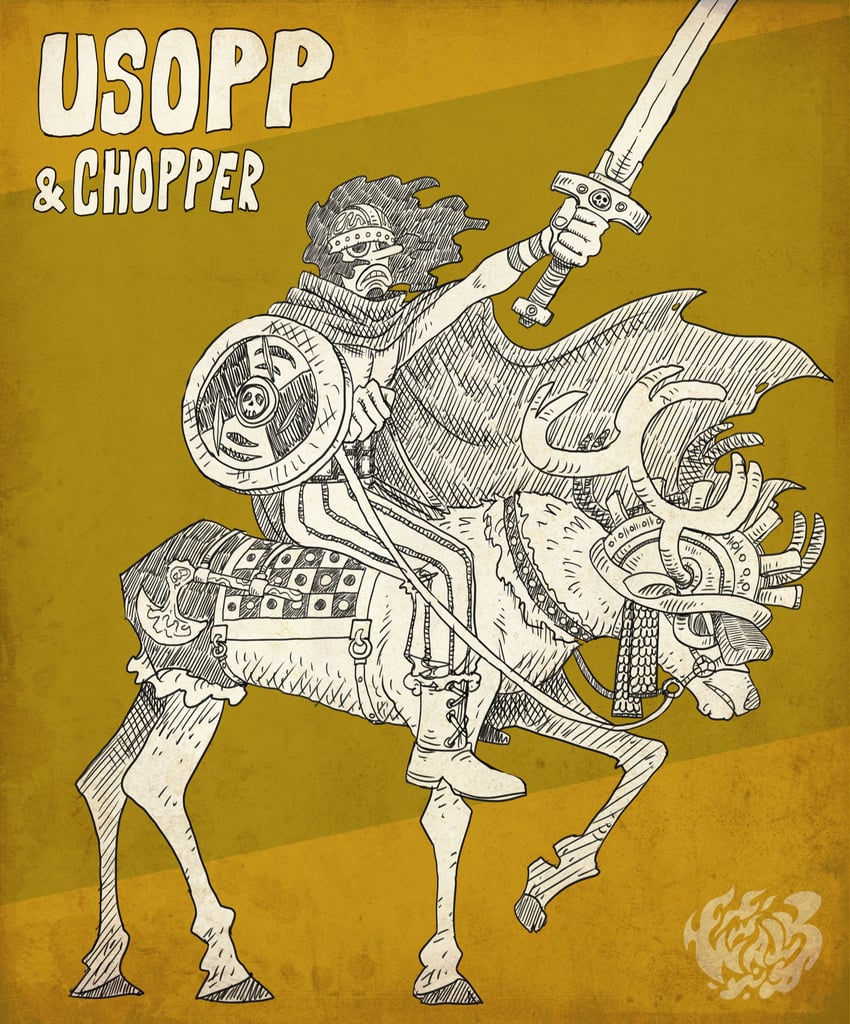 tony tony chopper and usopp (one piece) drawn by dwalkn