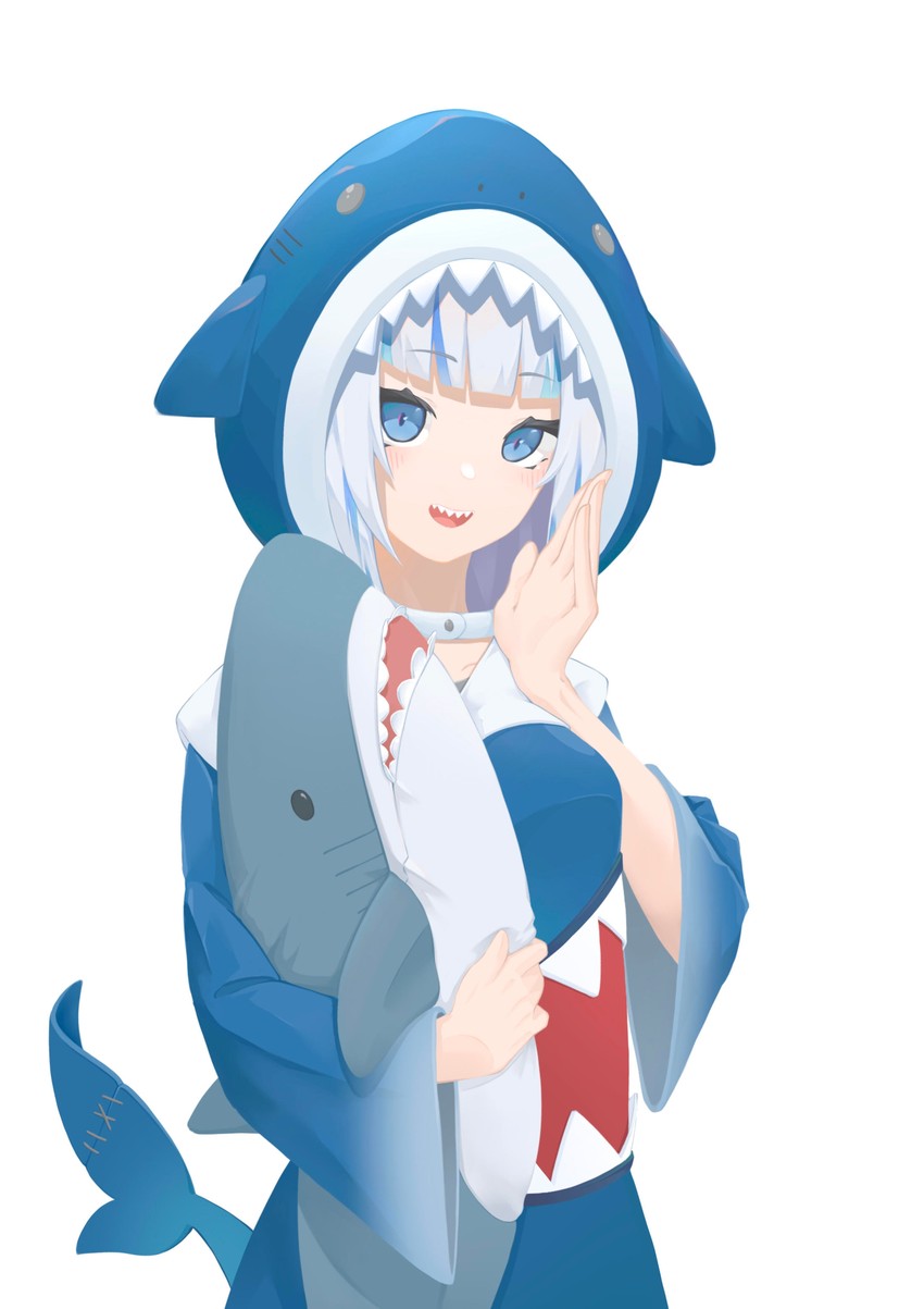 gawr gura (hololive and 1 more) drawn by yueyue_no_hand