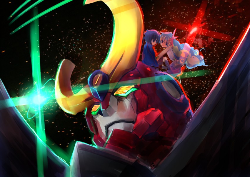 nia teppelin, simon, and gurren-lagann (tengen toppa gurren lagann) drawn by ditienan_ddn