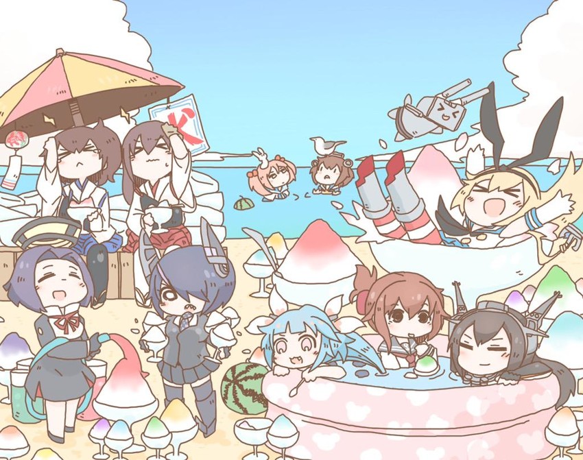 kaga, shimakaze, inazuma, akagi, tenryuu, and 6 more (kantai collection) drawn by mato_tsuyoi