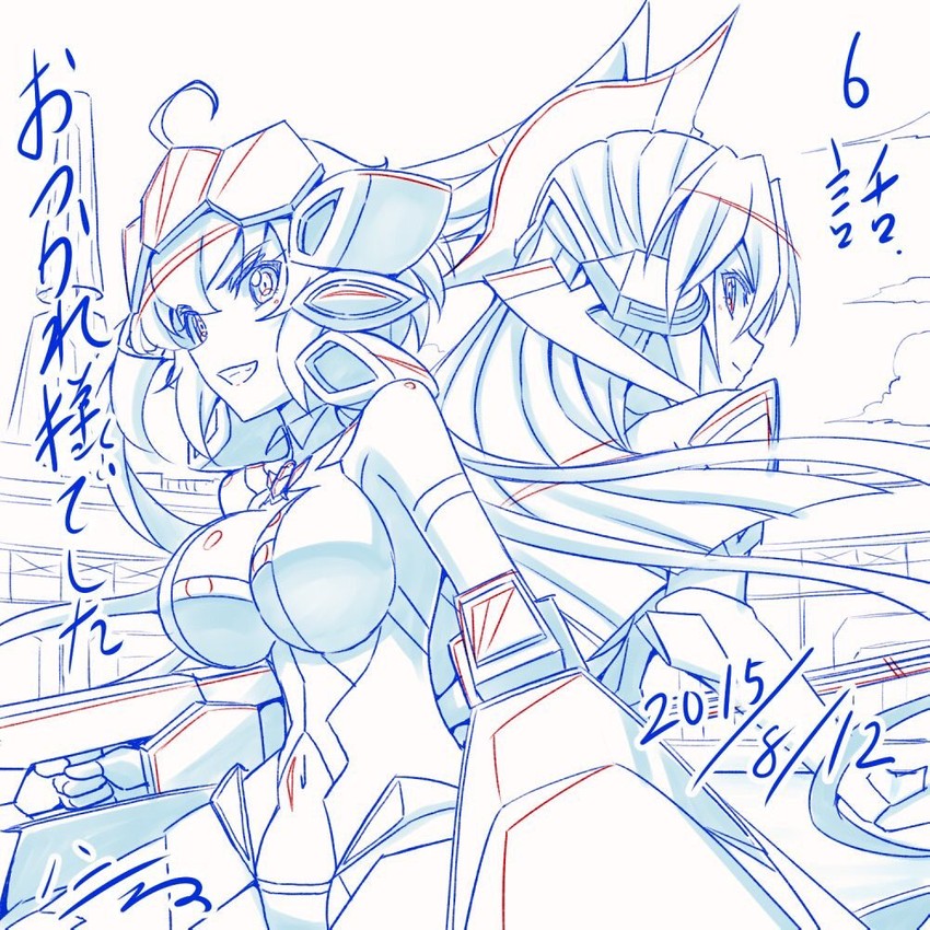 yukine chris and kazanari tsubasa (senki zesshou symphogear) drawn by h-new