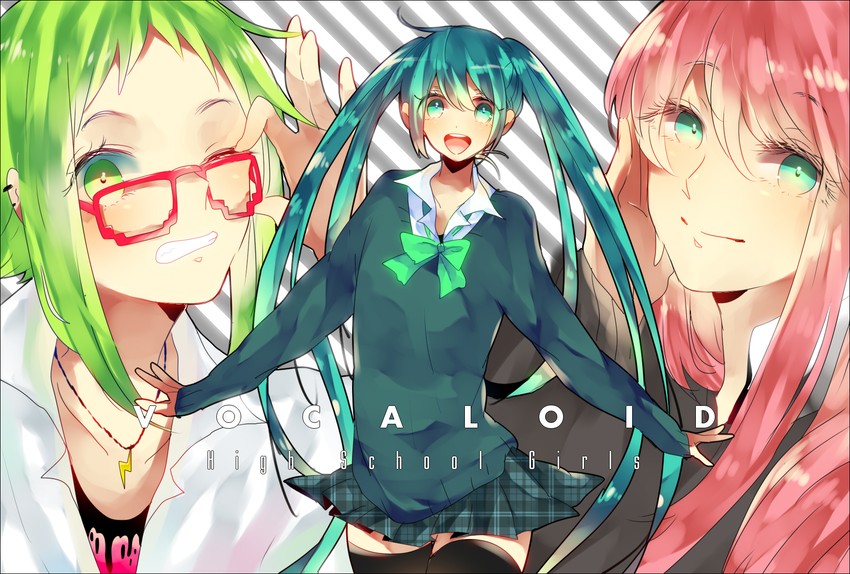 hatsune miku, megurine luka, and gumi (vocaloid) drawn by ogino_(pnbt5)
