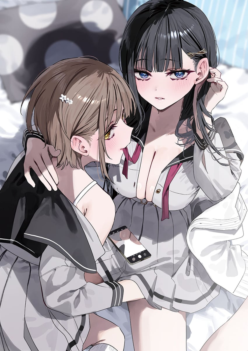 yukihara ayana and fukami yuu (oboreru bed de tenshi no negao o mitaidake.) drawn by chigusa_minori