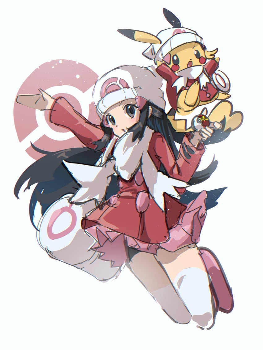 pikachu and dawn (pokemon and 2 more) drawn by qnqn_1020