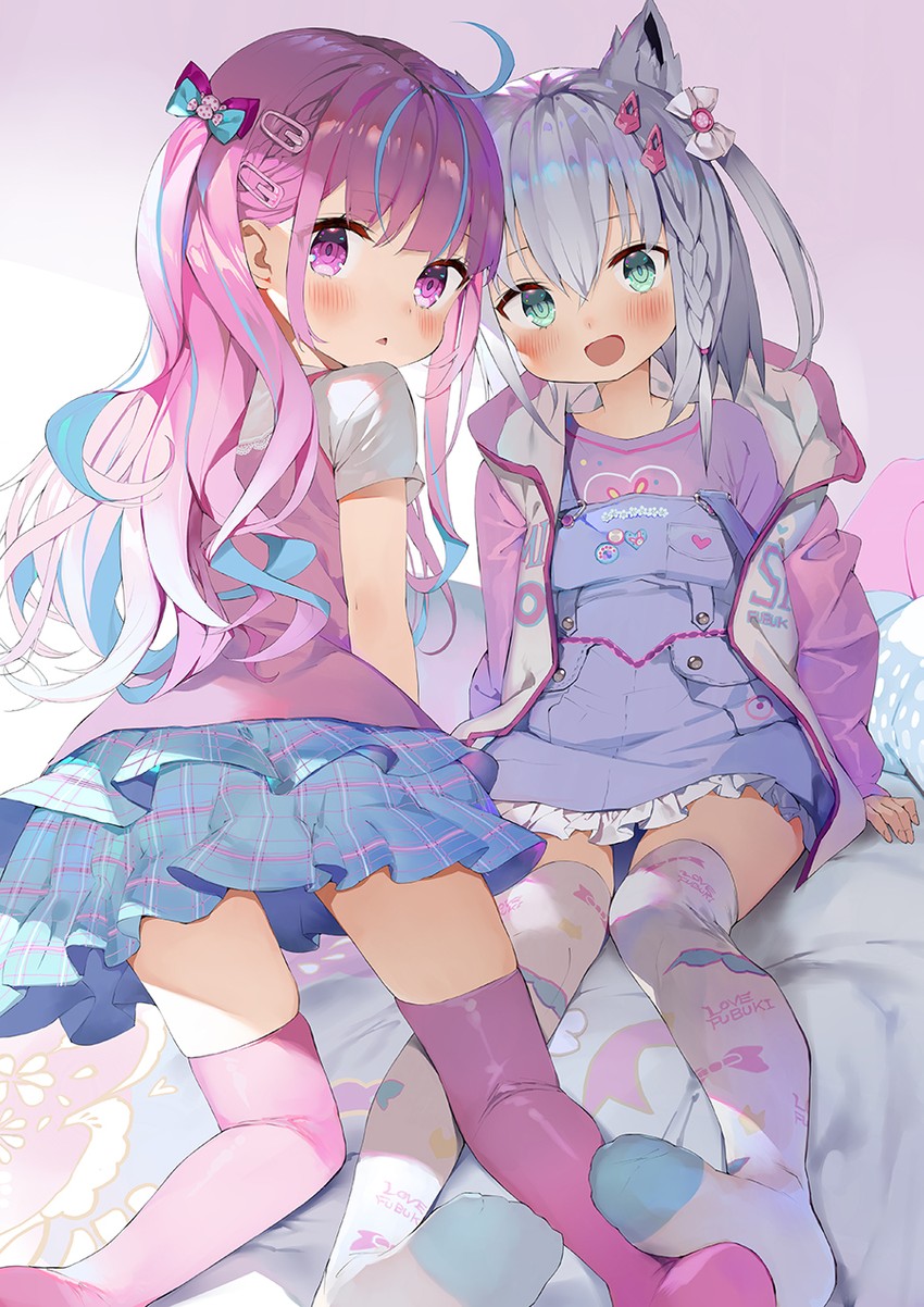 shirakami fubuki and minato aqua (hololive) drawn by gaou_(umaiyo_puyoman)