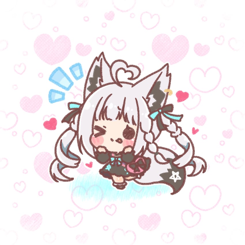 shirakami fubuki and white burinyan (hololive) drawn by mitarashi_neko