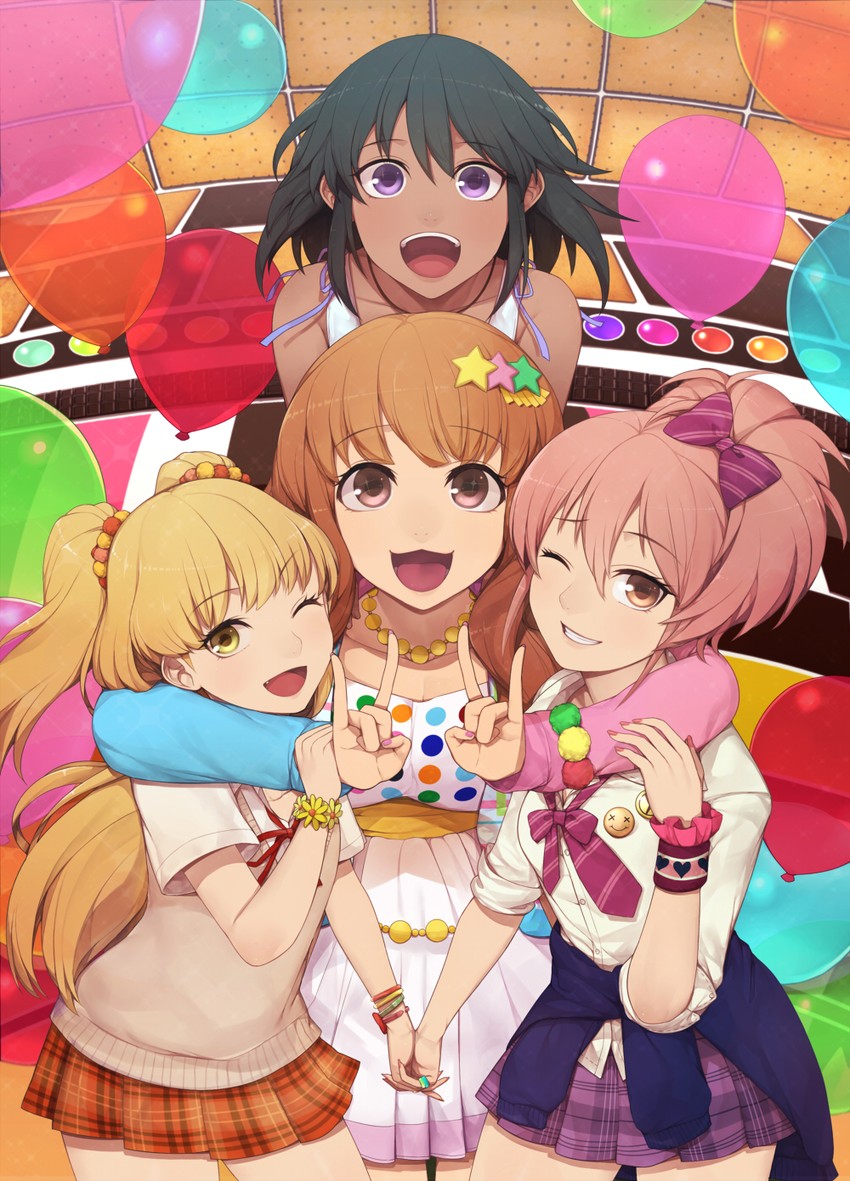 jougasaki mika, jougasaki rika, moroboshi kirari, and natalia (idolmaster and 1 more) drawn by hitoto