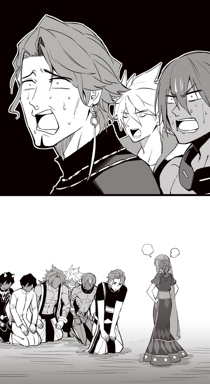 karna, arjuna, arjuna alter, ashwatthama, parvati, and 2 more (fate and 2 more) drawn by hirunagi