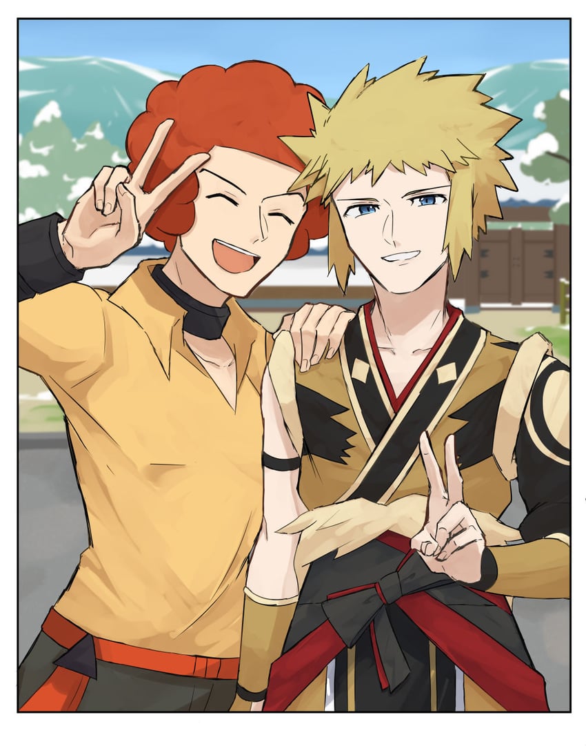 flint and volkner (pokemon and 2 more) drawn by moti62