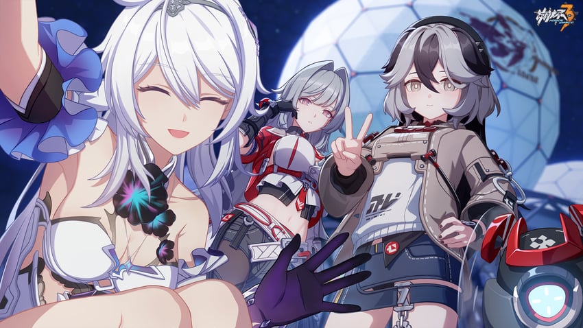 kiana kaslana, coralie 6626 planck, and erdos helia (honkai and 1 more)