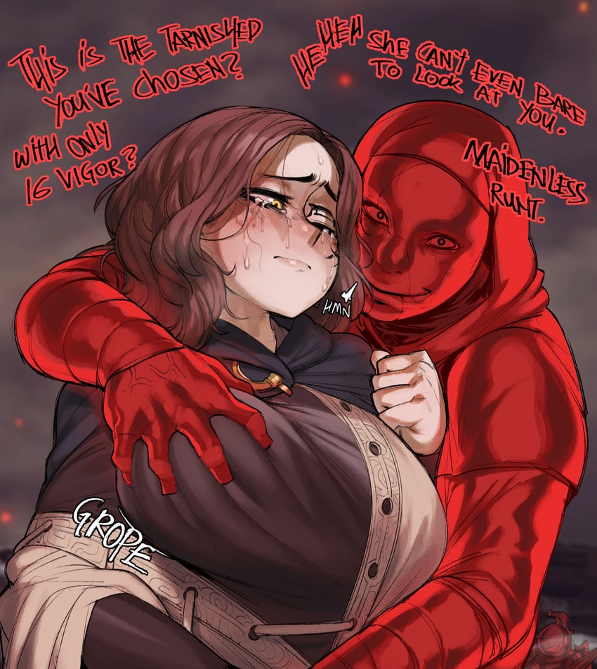 melina and white-faced varre (elden ring) drawn by krekkov