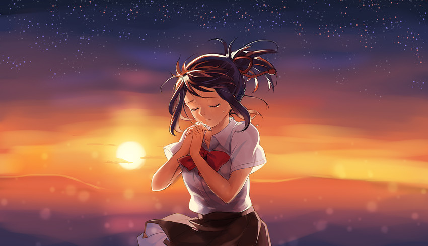miyamizu mitsuha (kimi no na wa.) drawn by meizi_(lydisa)