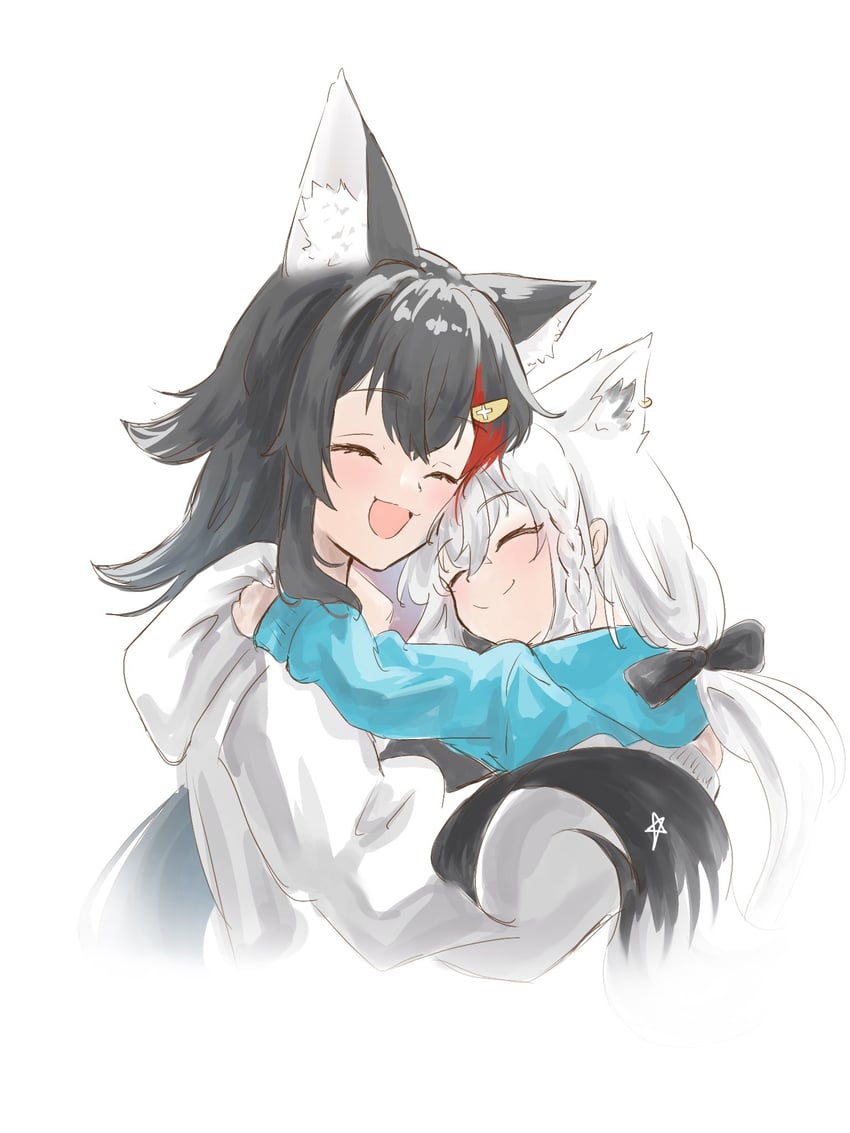 shirakami fubuki and ookami mio (hololive) drawn by stoonrivaa