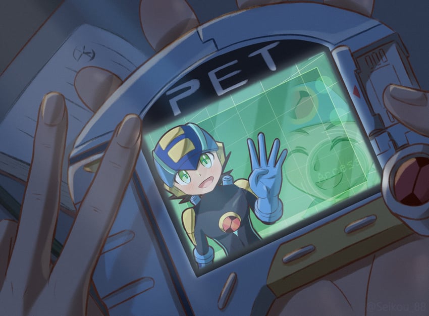 megaman.exe and lan hikari (mega man and 2 more) drawn by seikou_88