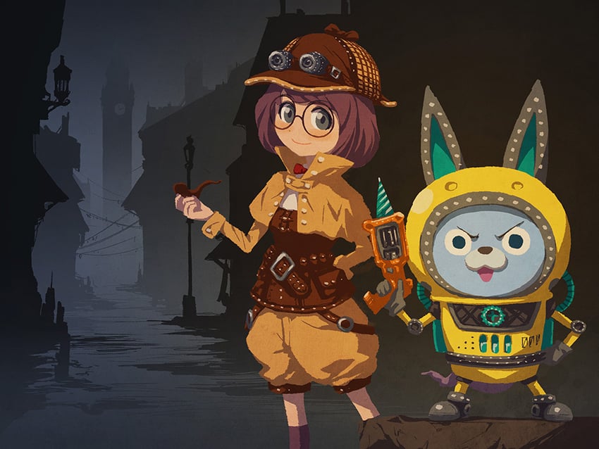 usapyon and misora inaho (youkai watch) drawn by kirara_(hitominak3)