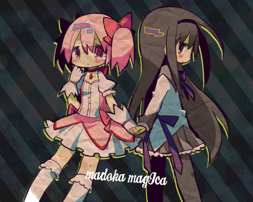 akemi homura and kaname madoka (mahou shoujo madoka magica) drawn by mamimu_(ma-mi-mu.me)