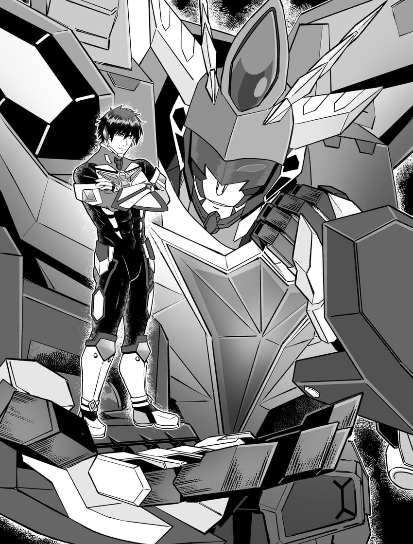 ao isami and bravern (yuuki bakuhatsu bang bravern) drawn by haruri_fbje