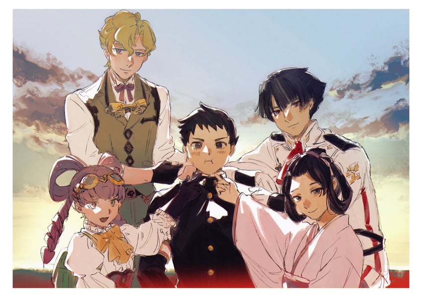 ryunosuke naruhodo, kazuma asogi, herlock sholmes, susato mikotoba, and iris wilson (ace attorney and 2 more) drawn by machihazure