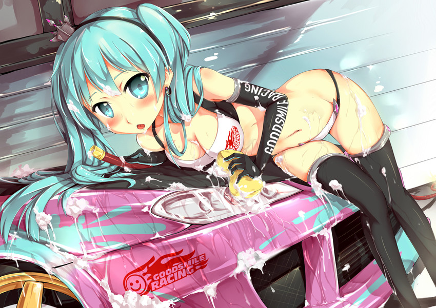 hatsune miku and racing miku (vocaloid and 2 more) drawn by packge