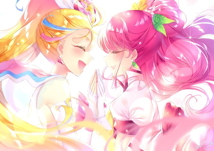 hanadera nodoka, natsuumi manatsu, cure grace, and cure summer (precure and 2 more) drawn by touki_matsuri