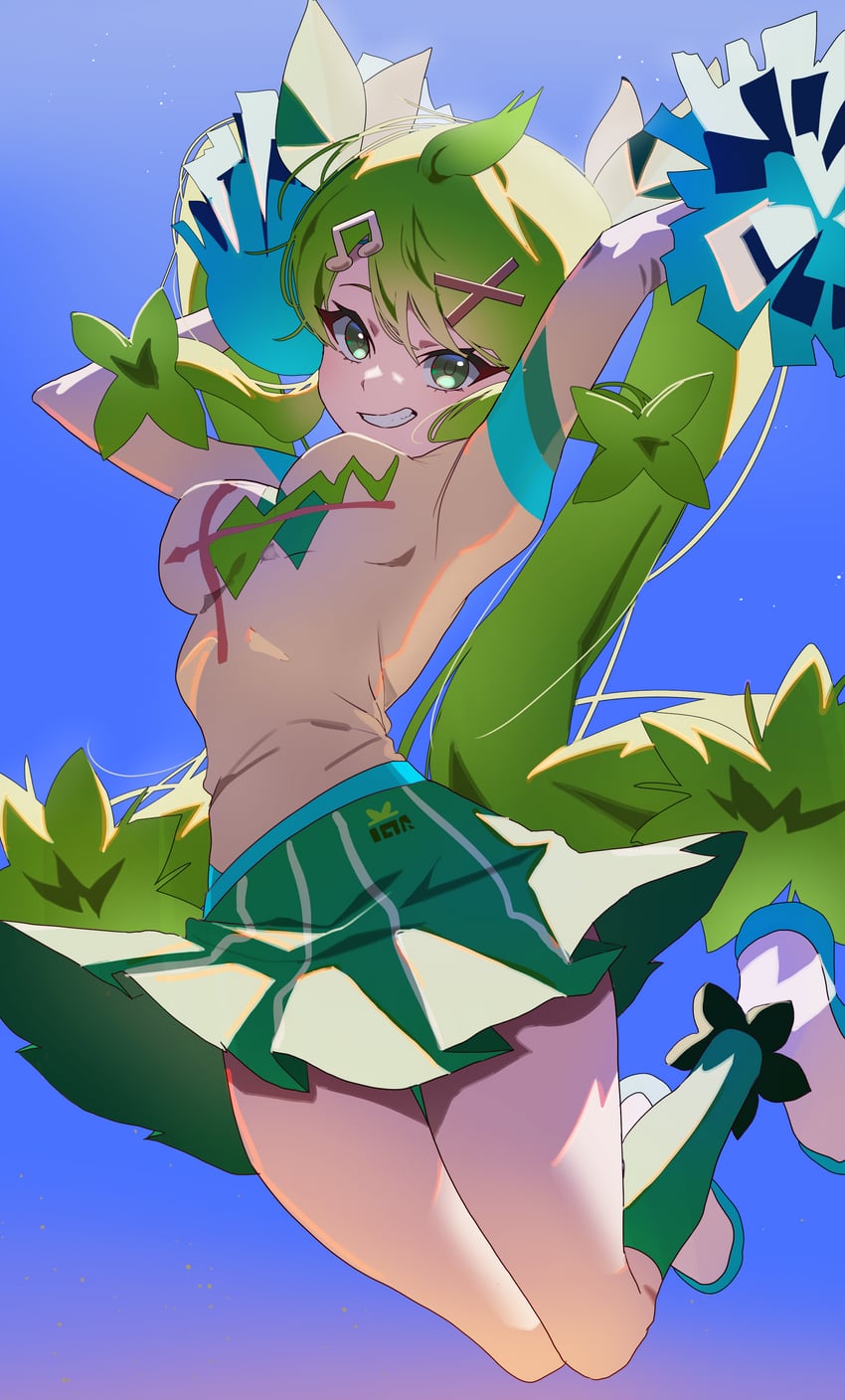 hatsune miku and grass miku (pokemon and 2 more) drawn by shedar