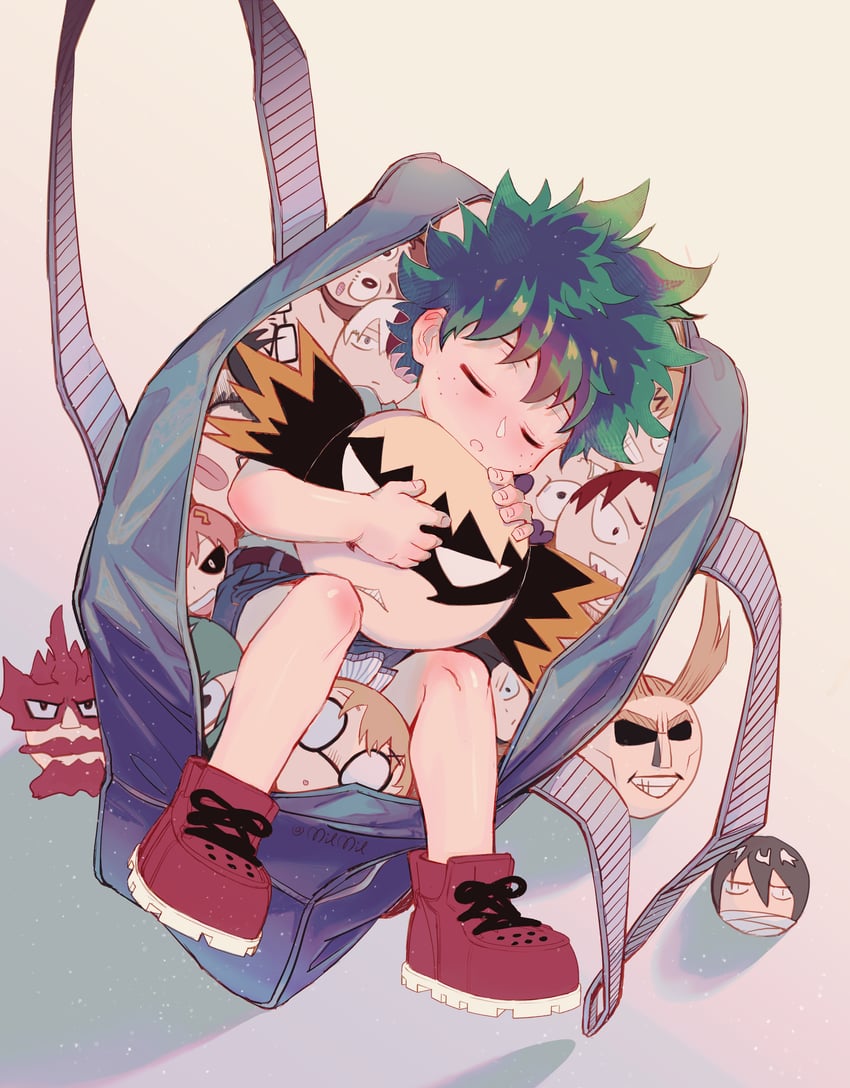 midoriya izuku, bakugou katsuki, uraraka ochaco, todoroki shoto, endeavor, and 10 more (boku no hero academia) drawn by milmil_(wa_ten'nendesu)