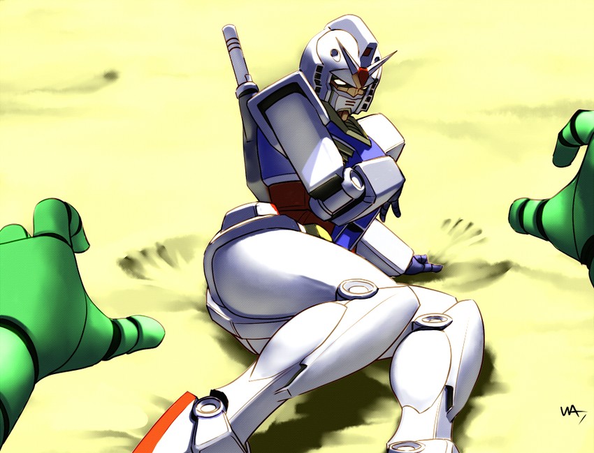 rx-78-2 gundam and zaku ii (gundam and 1 more) drawn by wakino_keibun