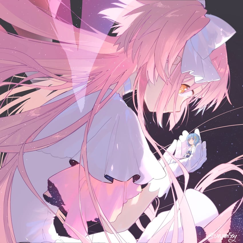 kaname madoka, miki sayaka, and ultimate madoka (mahou shoujo madoka magica and 1 more) drawn by un_nm5sy