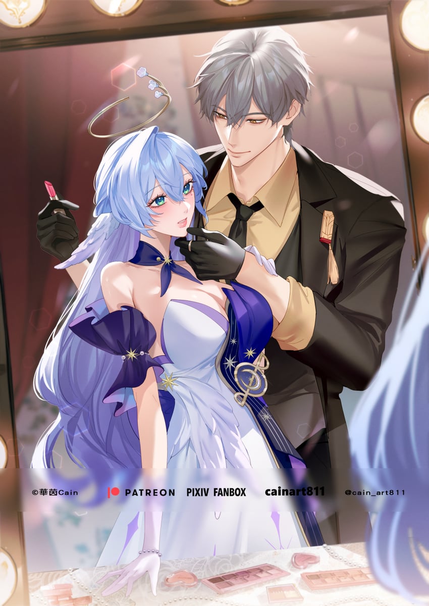 trailblazer, caelus, and robin (honkai and 1 more) drawn by cain_art811