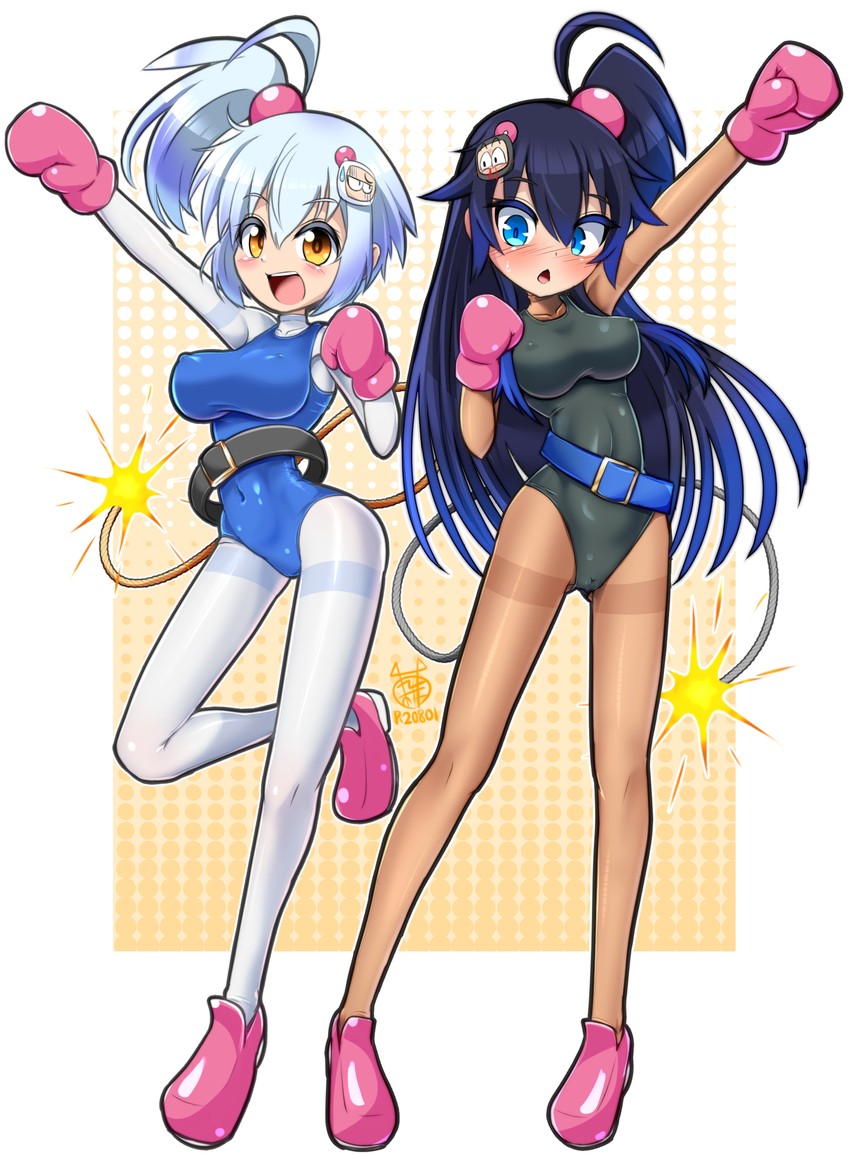 white bomberman, shiro, kuro, and black bomberman (bombergirl) drawn by zakkin_(zakkinman)