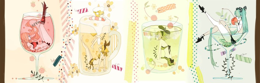hatsune miku, kagamine rin, kagamine len, megurine luka, and gumi (vocaloid) drawn by anbivarens