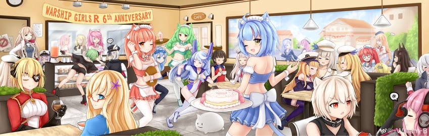 lexington, saratoga, akagi, vittorio veneto, hood, and 24 more (warship girls r) drawn by williamb