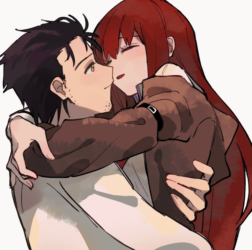 makise kurisu and okabe rintarou (steins;gate) drawn by suehiroch0