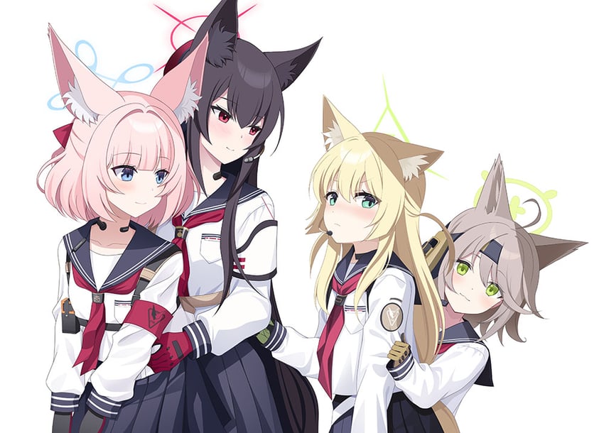 niko, otogi, kurumi, and yukino (blue archive) drawn by eko