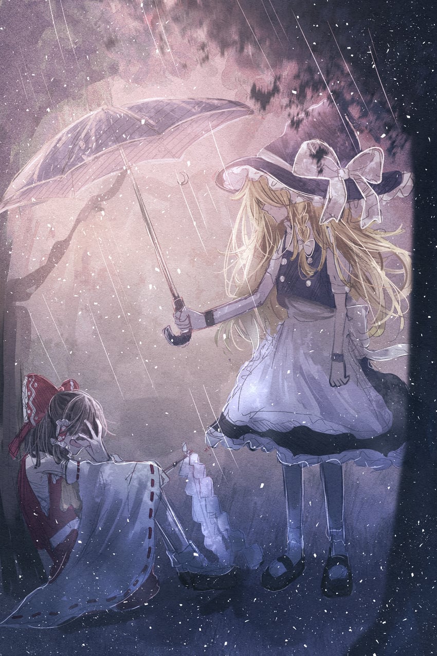 hakurei reimu and kirisame marisa (touhou) drawn by annin_cha