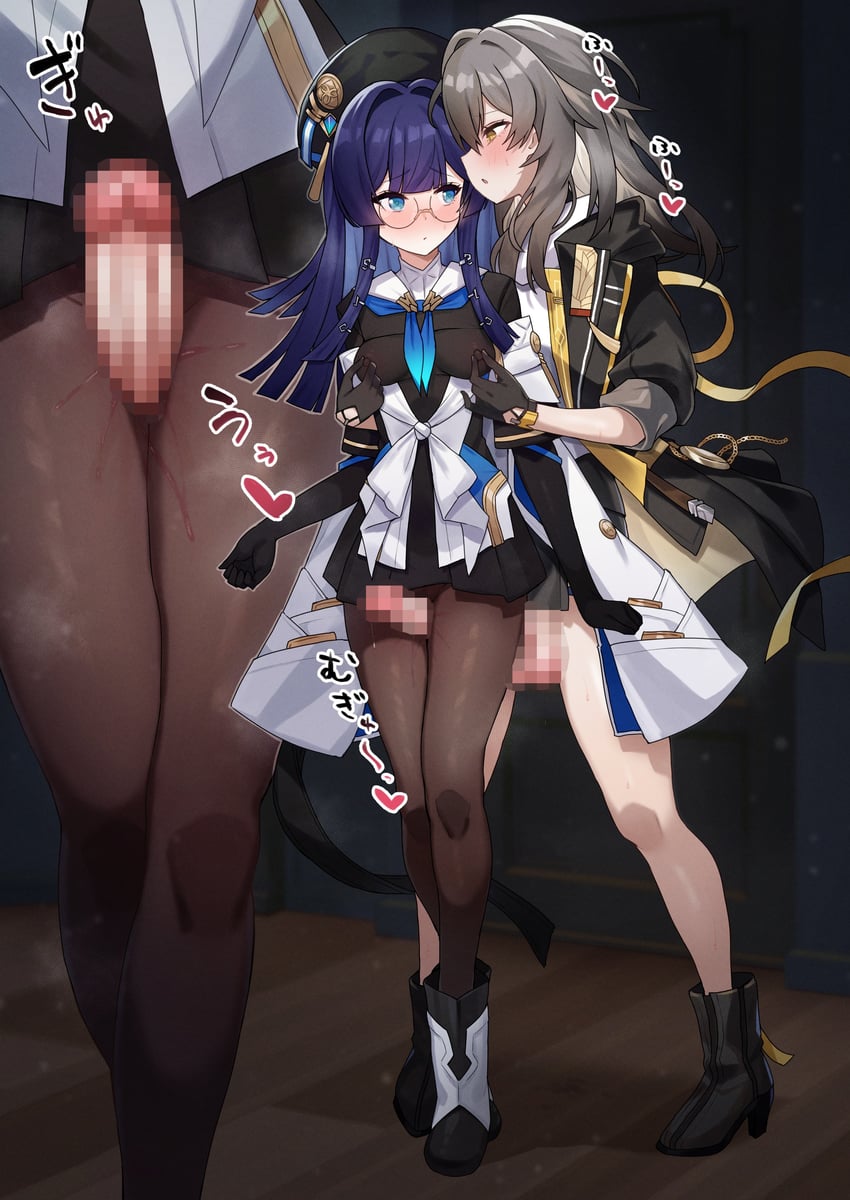 trailblazer, stelle, and pela (honkai and 1 more) drawn by eichan_(eichanidfi)