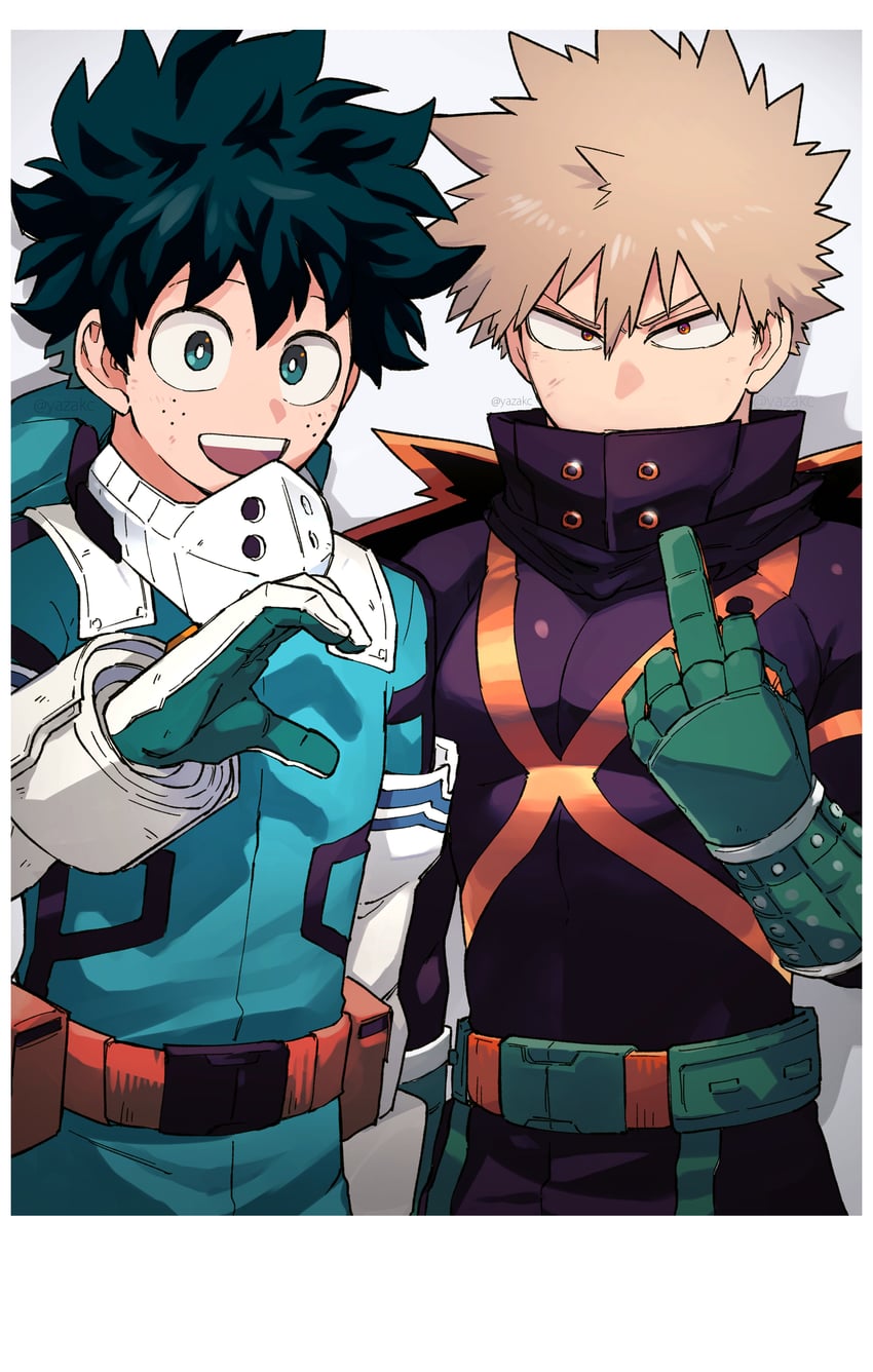 midoriya izuku and bakugou katsuki (boku no hero academia) drawn by yazaki_(yazakc)