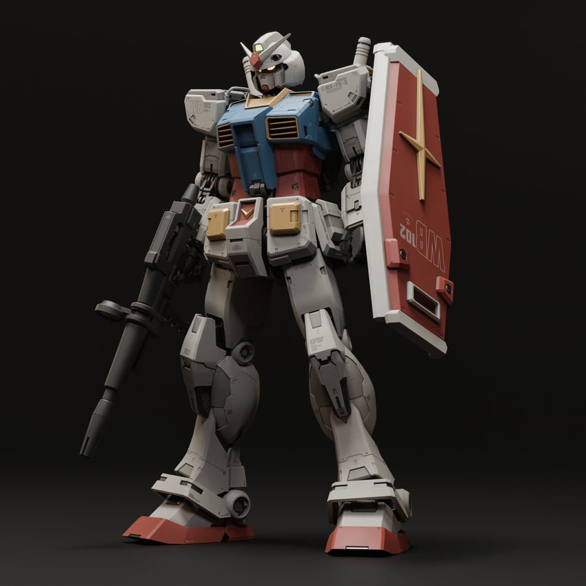rx-78-2 gundam and white base (gundam and 2 more) drawn by mjeff