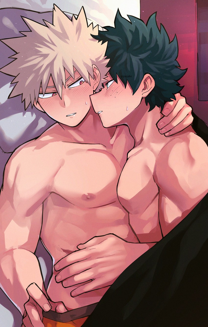 midoriya izuku and bakugou katsuki (boku no hero academia) drawn by yazaki_(yazakc)